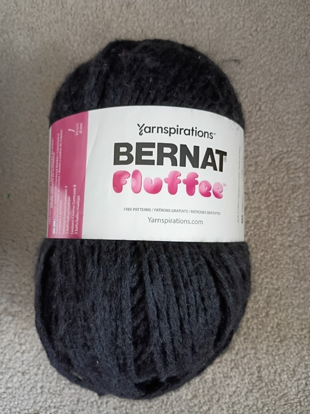 Bernat Fluffee Black Super Soft Yarn